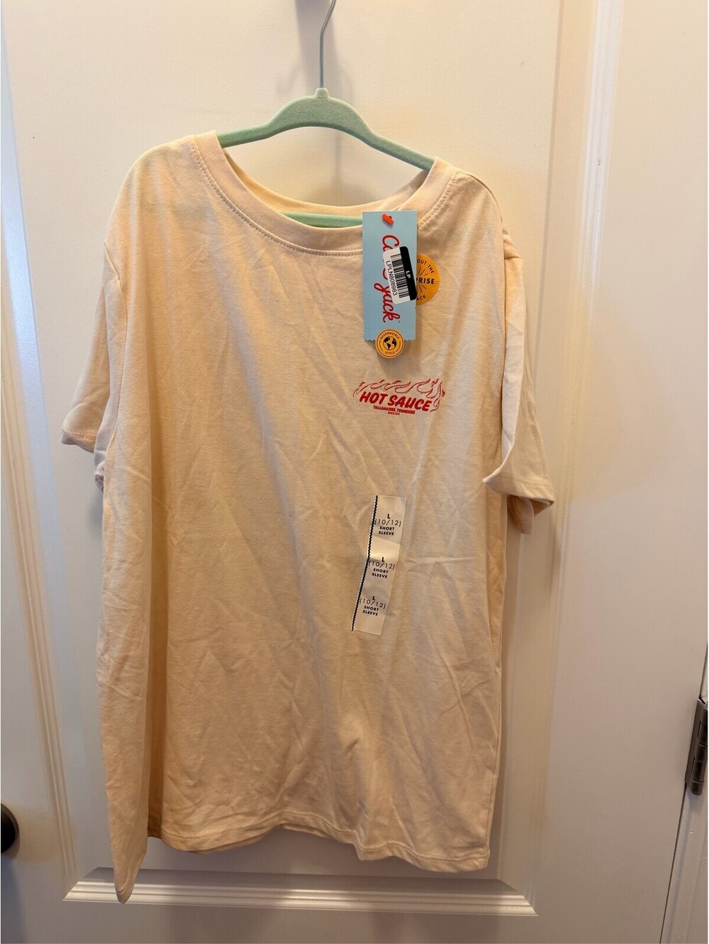 Cat & Jack Boys Graphic T-Shirt Beige Sauce Print Size L 10/12 hot sauce